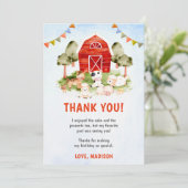 Schattigee boerderijdieren verjaardagsfeest bedank kaart (Staand voorkant)