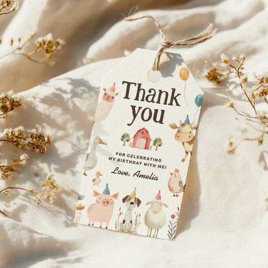 Schattigee Boerderijdieren Verjaardagsfeest Favori Cadeaulabel