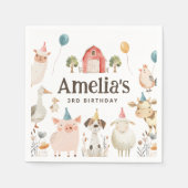 Schattigee Boerderijdieren Verjaardagsfeestservett Servet (Voorkant)