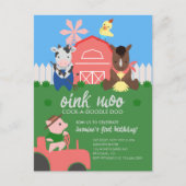 Schattigee Boerderijdieren Verjaardagsfeestuitnodi Briefkaart (Voorkant)