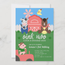 Schattigee Boerderijdieren Verjaardagsfeestuitnodi