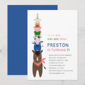 Schattigee Boerderijdieren Verjaardagsfeestuitnodi Kaart (Voorkant / Achterkant)