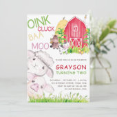 Schattigee Boerderijdieren Waterverf Verjaardag Kaart (Staand voorkant)