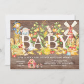 Schattigee Boeren Markt Baby shower Uitnodiging (Voorkant)