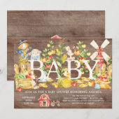 Schattigee Boeren Markt Baby shower Uitnodiging (Voorkant / Achterkant)