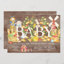 Schattigee Boeren Markt Baby shower Uitnodiging