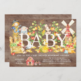Schattigee Boeren Markt Baby shower Uitnodiging