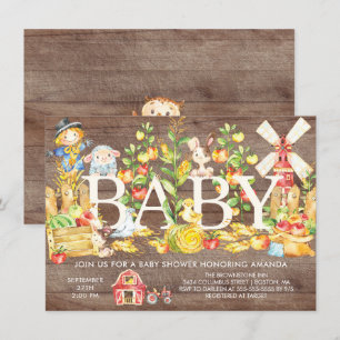 Schattigee Boeren Markt Baby shower Uitnodiging