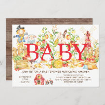 Schattigee Boeren Markt Baby shower Uitnodiging