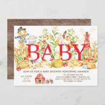 Schattigee Boeren Markt Baby shower Uitnodiging