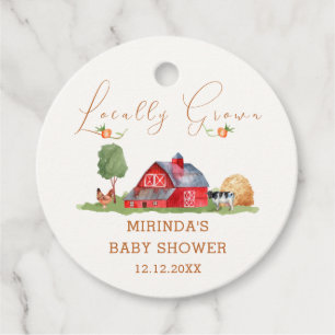 Schattigee Boeren Markt Barnyard Baby shower Bedankjes Labels