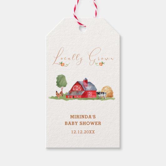 Schattigee Boeren Markt Barnyard Baby shower Cadeaulabel (Voorkant)