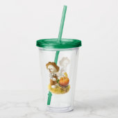 Schattigee Boerenhond met Pompoen Acryl Drinkbeker (Achterkant)