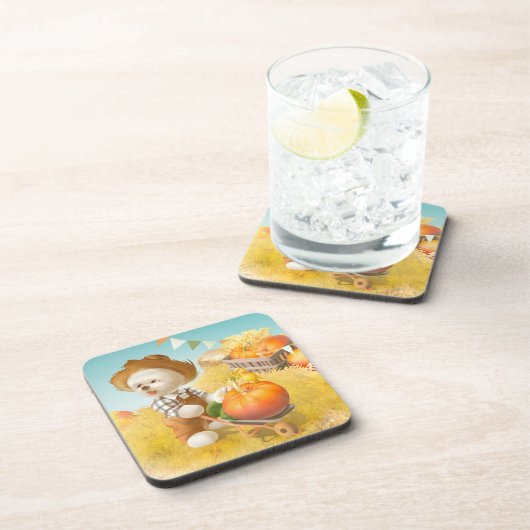 Schattigee Boerenhond met Pompoen Bier Onderzetter (Rechterzijde)