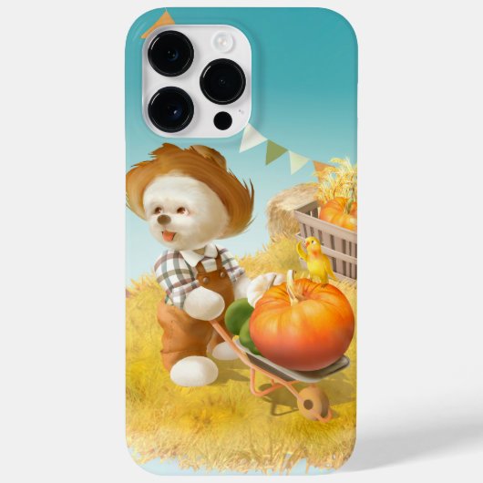 Schattigee Boerenhond met Pompoen Case-Mate iPhone Case (Achterkant)