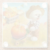 Schattigee Boerenhond met Pompoen Glazen Onderzetter (Achterkant)