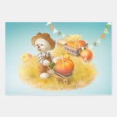 Schattigee Boerenhond met Pompoen Inpakpapier Vel (Voorkant 3)