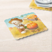 Schattigee Boerenhond met Pompoen Kartonnen Onderzetters (Gebogen)