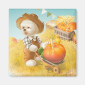 Schattigee Boerenhond met Pompoen Magneet (Voorkant)