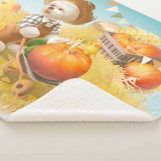 Schattigee Boerenhond met Pompoen Sherpa Deken (3/4)