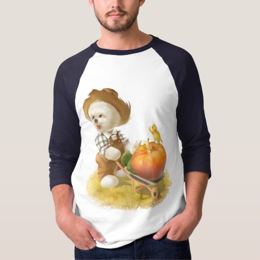 Schattigee Boerenhond met Pompoen T-shirt (Voorkant)
