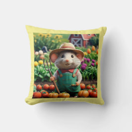 Schattigee boerenmuis in zijn tuin Sierkussen