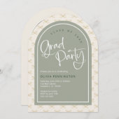 Schattigee Bogen Sage Green Gold Foto Afstudeerfee Kaart (Voorkant / Achterkant)