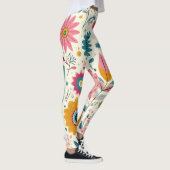 Schattigee Boheemse Bloemen Veren Print Leggings (Rechts)