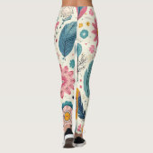 Schattigee Boheemse Bloemen Veren Print Leggings (Achterkant)