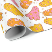 Schattigee Boheemse Hippie Ghost Halloween Roze Si Cadeaupapier (Rol Hoek)