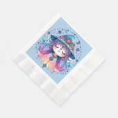 Schattigee Boheemse Queen met blauwe achtergrond | Servet (Hoek)