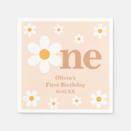 Schattigee Bohemian Daisy Eerste Verjaardag Servet