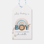 Schattigee Boho Baby Boy Lion Cub Pawprints Cadeaulabel (Voorkant)