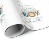 Schattigee Boho Baby Boy Lion Cub Pawprints Cadeaupapier (Rol Hoek)