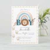Schattigee Boho Baby Boy Lion Cub Pawprints Kaart (Staand voorkant)