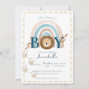 Schattigee Boho Baby Boy Lion Cub Pawprints Kaart