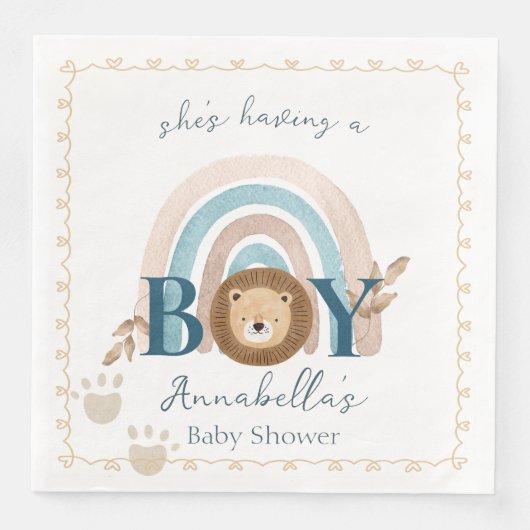 Schattigee Boho Baby Boy Lion Cub Pawprints Servet (Voorkant)