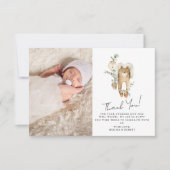 Schattigee Boho Baby shower foto dank u kaart (Voorkant)