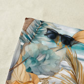 Schattigee Boho Beach Botanicals Blauwe Perzik Blo Strandlaken (In situ)