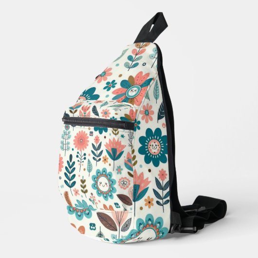 Schattigee Boho bladeren en bloemen Sling Bag (Rechterhoek)