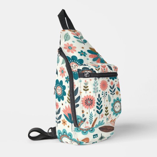 Schattigee Boho bladeren en bloemen Sling Bag (Linkerhoek)