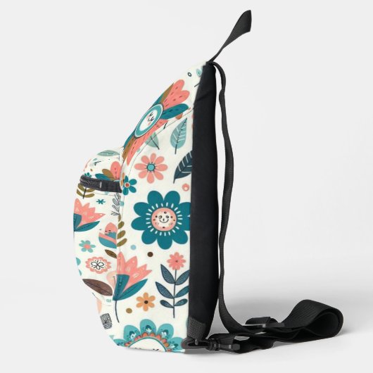 Schattigee Boho bladeren en bloemen Sling Bag (Rechts)