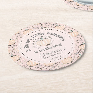 Schattigee Boho Blush Pink Little Pumpkin Baby sho Ronde Kartonnen Onderzetter