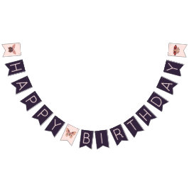 Schattigee Boho Butterfly Happy Birthday Banner