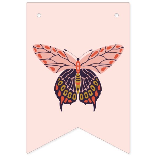 Schattigee Boho Butterfly Happy Birthday Banner (Eerste vlag)