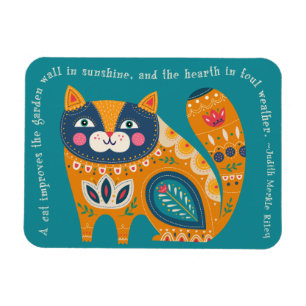 Schattigee Boho Cat met quote Magneet