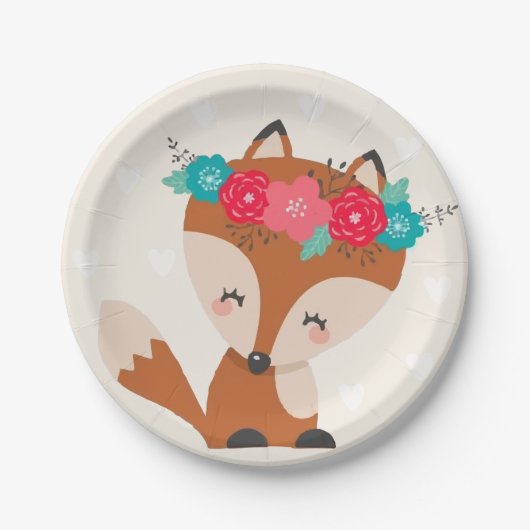 Schattigee Boho Chic Fox Papieren Bordje (Voorkant)