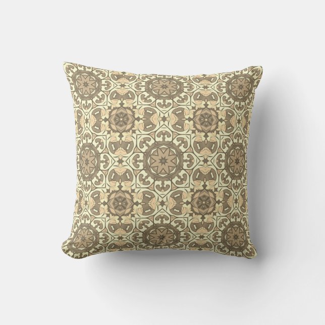 Schattigee Boho Chic Modern Beige Abstract Patroon Kussen (Voorkant)