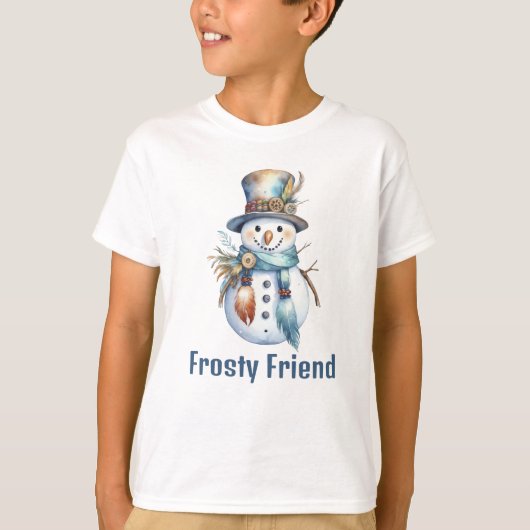 Schattigee Boho Christmas Snowman Holiday Boy's T-shirt (Voorkant)