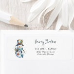 Schattigee Boho Christmas Snowman Vakantie Retour  Etiket<br><div class="desc">Voeg een feestelijk tintje toe aan uw vakantiemail met dit charmante boho snowman retour adreslabel. Met een waterverf sneeuwman in zachte pasteltinten,  is het ideaal om plezier te verspreiden met elke letter die je verzendt.</div>